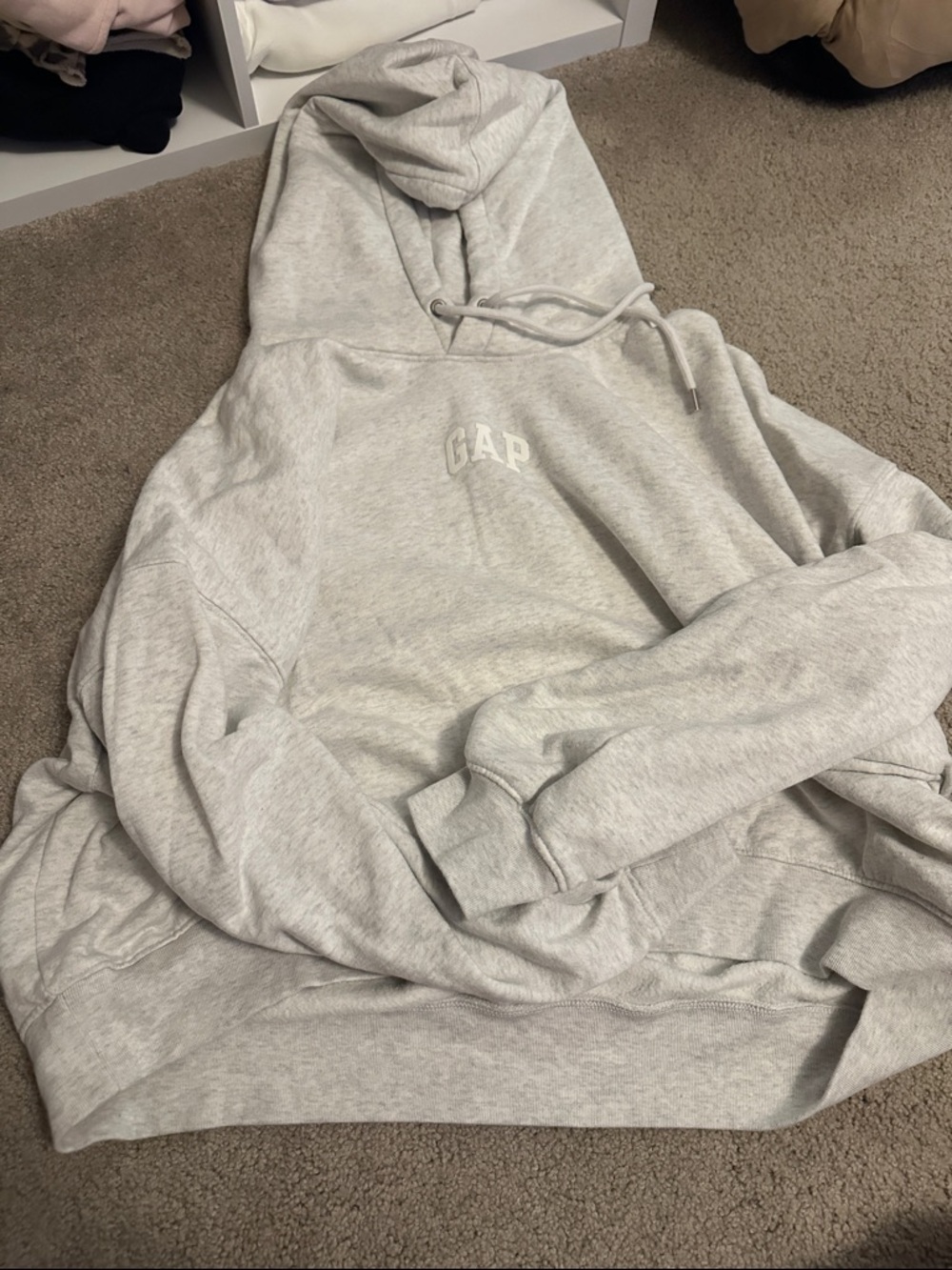 GAP Heather Gray Logo Pullover Hoodie